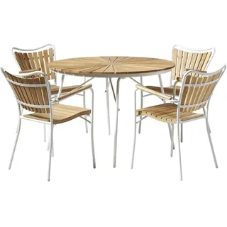 Cinas Gartenmöbelset, 4 Sitzplätze, Teakholz - weiss