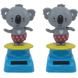 Asudaro 2 Stücke Schöne Koala Puppen Solar Auto Layout Lustige Schütteln Koala Dekoration Ornament Solarbetriebene Autoverzierungen Display Bobblehead kreative Auto Dekoration Grau