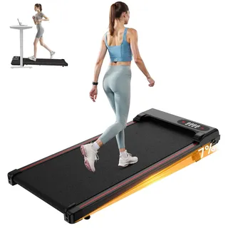 HomeFitnessCode Laufband mit Neigung für Zuhause - Walking Pad Laufpad mit Steigung Walkpad Untertisch Elektrisch 1-8 KMH Walking Klein Band Gehband Treadmill, Schwarz