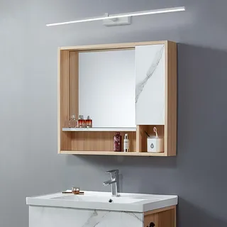 Innen Spiegellampen für Das Bad Wasserdicht Wandbeleuchtung Metall Moderne LED Wandleuchte Rechteck Aluminium Hintergrund Wandlampe FüR Schrank Badezimmer Leseleuchte (Weiß + Weißes Licht,100cm)