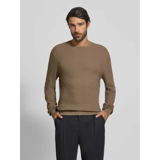 Strickpullover mit gerippten Abschlüssen, Hellbraun, XXL