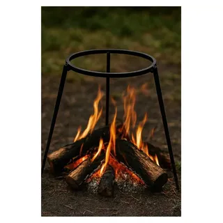 Dreibeingrill - Ø 32 cm - Zubehör für Feuerstellen - Outdoorküche - Feuerschale - Dreibein - Schwarz - Schwarz