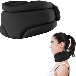 Nackenstütze, Nackenstrecker Schlafhilfe Nackenstütze Neck Support Nackenstütze Schnarchen Halskrause Nackenbandage für Nackenschmerzen und Unterstützung Nackenkissen für Frauen Männer (Schwarz)