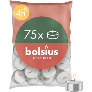 Bolsius D-light Teelichter - 75 Stück - im Beutel - Länge Brenndauer 4 Stunden - Dekorative Haushaltkerzen - Weiß - Enthält Natürliches Pflanzenwachs - Ohne Palmöl