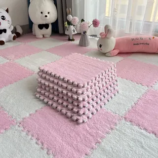 Weiche Plüsch-Kindermatte, Babyspielmatte, Babyspielzeug, Eva-Schaum, Puzzle-Teppich, Kinderzimmer-Spielmatte, 30 x 30 x 0,8 cm (10 Stück)