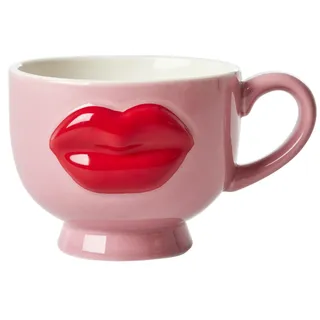 RICE Keramik Becher Lips, 250 ml Ø 9 cm, Höhe 8 cm, pink