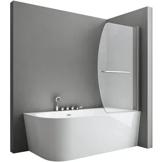 doporro Duschwand für Badewanne Badewannenaufsatz 90x140cm Duschabtrennung 6mm ESG-Sicherheitsglas inkl. NANO-Beschichtung Badewannenfaltwand | Transparent
