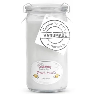 Landshop24 Duftkerze Candle-Factory Duftkerze aus Stearin im Weckglas Mini Jumbo (Duft: "French Vanilla), brennt bis zu 70h