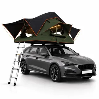 Juskys Autodachzelt Lago 120 x 210 cm Schwarz / Olivgrün
