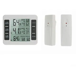 Kühlschrank-Thermometer, kabelloses digitales Gefrieralarm-Thermometer für den Innen- und Außenbereich, Heimmonitor, Temperaturänderung mit Sensor – 2X-Sensor