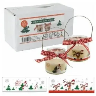 2 x Kerze im Glas Didi u Schneemann mit Duft Weihnachten Wichtel Nikolaus  Set