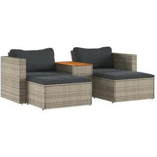 vidaXL Garten-Lounge-Set 5-tlg. grau Poly Rattan Akazie