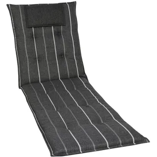 Liegenauflage, Anthrazit, Grau, Textil, Streifen, Füllung: Schaumstoff, Vlies, 60x7x190 cm, mittels Bändern zu befestigen, Gurtband befestigen, Outdoor-Kissen, Liegenauflagen