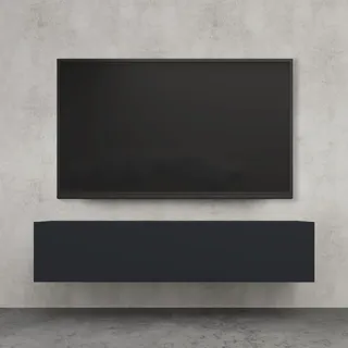 doporro TV Schrank, Lowboard hängend, TV Board, 140cm TV lowboard | Wand Fernsehtisch mit Klapptür, in Matt Anthrazit, 140 x 40,2 x 30 cm, Fernsehschrank02