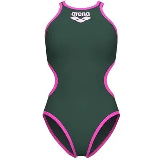 ARENA Damen Sport Badeanzug One Biglogo, Größe 34 in Grün DARK SAGE-SHOCKING PINK