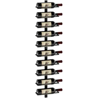 HOMCOM Weinregal Wand für 10 Flaschen aus Stahl 27 x 10 x 116 cm Schwarz | Flaschenregal, Flaschenhalter, Weinflaschenhalter, Küche, Esszimmer