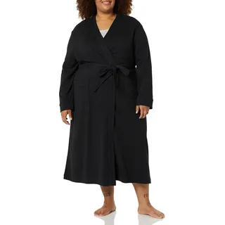 Amazon Essentials Damen Leichter Waffel-Bademantel, Lang (Erhältlich In Übergröße), Schwarz, XL