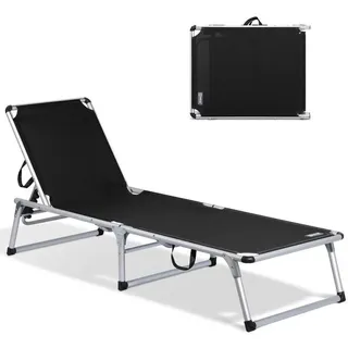 HOMECALL Gartenliege 5 fach verstellbar 1-tlg 136 x 60 x 30 cm Schwarz