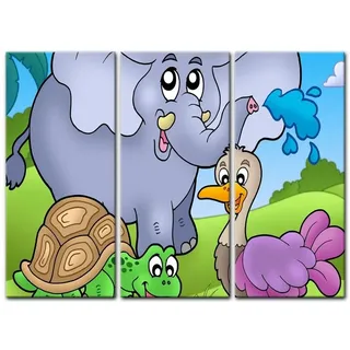 Bilderdepot24 Leinwandbild Kinderbild - tropische Tiere, Tiere bunt 150 cm x 90 cm