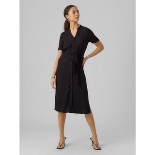 Vero Moda Shirtkleid Midi Blusen Kleid Kurzarm Tunika Dress VMVICA (lang) 5790 in Schwarz schwarz XS