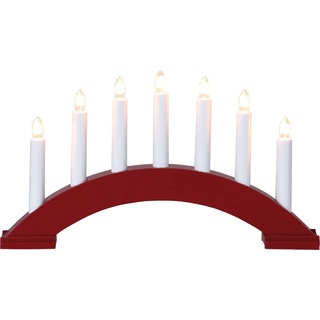 EGLO Lichterbogen Weihnachten mit 7 Kerzen, Fensterleuchter gebogen aus Holz in Rot, Schwibbogen mit Kabel, Weihnachtsbeleuchtung Fenster, E10 Fassung, warmweiß