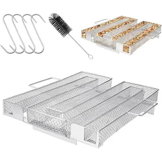 Kaltrauchgenerator Aus Edelstahl Für Professionelle Räucherbetriebe, Pellet-räucherbox Zum Räuchern Von Fleisch, Fisch, Grillgut, Gemüse, Bbq, Mit Reinigungsbürste Und Haken (m)