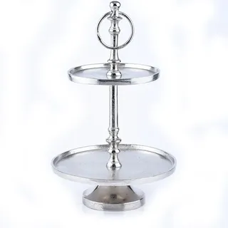 Marrakesch Orient & Mediterran Interior 2 Etagen Etagere Servierständer Aluminium Annika Rund 34cm