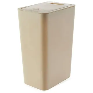 TopHomer Mülleimer 8l mit Deckel Push-Lid Art Küche Mülleimer Schlank Mülleimer Mülleimer mit Druckknopf für Küche Zuhause 34 cm x 15 cm x 20 cm Beige