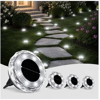 pedete LED Solarleuchte Solar-Bodenstrahler 4 Stück für den Außenbereich LED-Lampen Garten, Solar-Lampe, Bodenleuchte, Gartenstrahler, Tageslichtweiß,Warmweiß, Solar lampen für außen,gartendeko,Solar-Erdspieß weiß