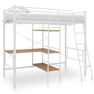 vidaXL Etagenbett mit Tischrahmen 90 x 200 cm Metall weiß