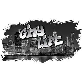 Finest Folia 3D Graffiti Wandtattoo 97x53cm Streetart Wandsticker für Jugendzimmer Kinderzimmer Wohnzimmer Deko Aufkleber Vinyl Wandbild mehrfarbig selbstklebend W008 (01 New York, Ohne Wunschname)