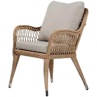 JVmoebel Gartenstuhl Brauner Rattansessel mit bequemen Polstern zum Relaxen (1 St), Made in Europa beige