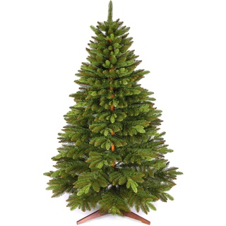 Weihnachtsbaum künstlich 220cm TESTSIEGER - Naturgetreue Spritzguss Elemente, Made in EU - Künstlicher Weihnachtsbaum mit Holzständer und Aufbewahrungstasche –Tannenbaum künstlich