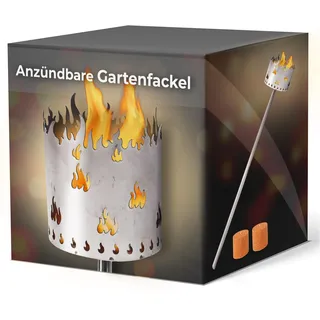 Gartenfackel für draußen Motiv Flamme 2x Brennelemente - Holzspäne mit Wachs - Schwedenfackel Pelletfackel Feuersäule Flammschalen Wachsfackel Gartenleuchte