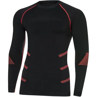 NordTrek Freenord TONGARI 51 Herren Funktionsunterwäsche Thermoaktiv Skiunterwäsche Motorradunterwäsche Ski Motorrad Outdoor Unterhemd Langarm (Schwarz/Rot, XXL)