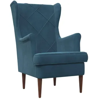 vidaXL Sessel 72 x 71 x 70 cm Blau Samt mit Kissen