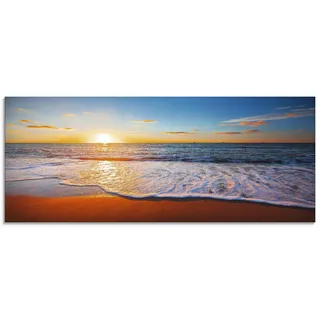 ARTland Wanddeko Glasbilder Wandbild Glas Bild einteilig 125x50 cm Querformat Strand Meer Sonne Karibik Natur Landschaft Küste Sonnenaufgang Maritim S7LE
