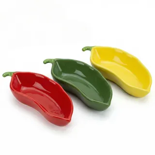 MIJOMA Tapas Schalen Set 3er Keramik Paprika Design Dolomit Servierschalen 15,2 cm Antipasti Dipschalen Snackschalen Tischdeko Rot Grün Gelb