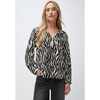 STREET ONE Tunika STREET ONE, Damen, Gr. 38, schwarz, Web, 100% Viskose, normal, V-Ausschnitt, eng Bündchen, Tuniken, mit Zebra-Print