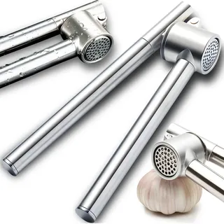 Knoblauchpresse Knoblauchschneider Edelstahl Garlic Press Crusher Knoblauch Stampfer Ingwer Ergonomischer Griff Easy Clean Küchenhelfer Silber Retoo