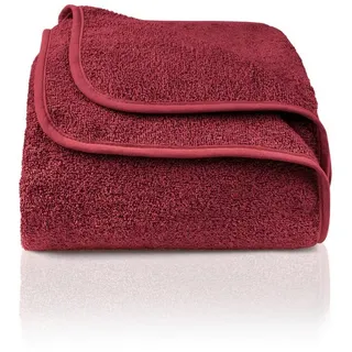 Wohndecke Frotteedecke 100% Baumwolle - Sommerdecke, Kuscheldecke, Laynenburg, Baumwolldecke als Sommer, Bett-Überwurf, Couch-Überwurf, Sofa-Decke rot