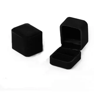 Binoster Samtring Box Geschenk Schmuckkästchen Paar schwarze Ring Box Ohrring Eleganter Fall Geschenkbox 3,9 * 5,1 * 5,4 cm (2,5 * 2 * 2,1 Zoll) 2er Set (Schwarz)