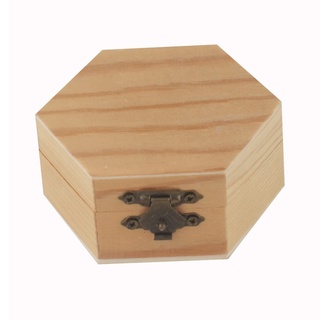 HEIBTENY 1Stück Kreative dekorative sechseckige Holzkiste mit Deckel|Holzbox Holzkiste mit Deckel Sonwaha|Holzbox Aufbewahrungsbox Spielzeugkiste Unlackiert Kasten|Geschenkboxen Schmuckschatullen