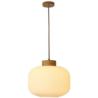 WFZRXFC Nordic Modern White Pendelleuchte Glas Lampenschirm Massivholz Lampenkopf Hängelampe Länge 30 cm Höhe 25 cm Kann in Kücheninsel, Wohnzimmer, Schlafzimmer LED-Kronleuchter verwendet Werden