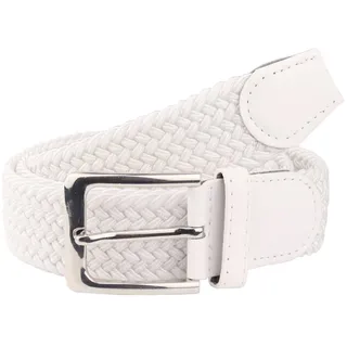 MIRROSI Flechtgürtel Elastischer Stoffgürtel Flechtgürtel für Damen und Herren (3,5CM Breit, Atemungsaktiv, Super Weich) Geflochtener Stretchgürtel Dehnbarer Gürtel UNISEX weiß 115cm (entspricht Bundweite 100 cm)