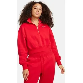 NIKE Damen Sweatshirt W NSW PHNX FLC QZ CROP, Größe M in Rot UNIVERSITY RED/SAIL