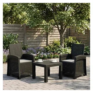 vidaXL Liegesessel Garten Rattan-Optik 2 pcs 0 x 0 x 0 cm Anthrazit/Hellgrau