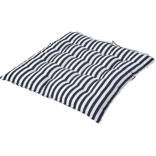 Homescapes Stuhlkissen 40x40 cm, schwarz-weiß gestreiftes Sitzkissen Outdoor/Indoor mit Baumwollbezug, Sitzpolster waschbar und Oeko-TEX-Zertifiziert für Esszimmer-, Küchen- & Gartenstühle