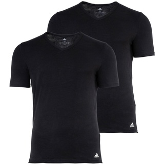 adidas Herren T-Shirt, 2er Pack - Active Flex Cotton, V-Ausschnitt, uni Schwarz S