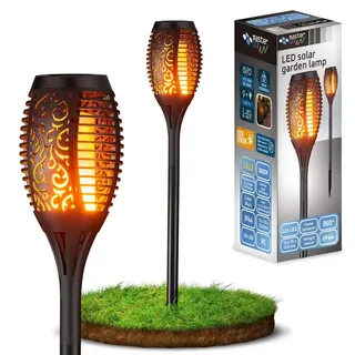 MasterLED Solar Gartenfackel 51cm Flammen-Effekt IP44 Schwarz LED Solarleuchte